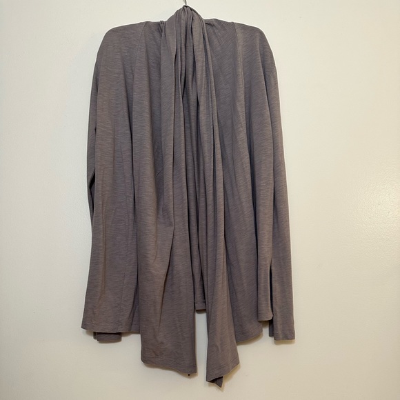 Alternative Sweaters - Alternative Gray (Taupe) Cotton Knit Cardigan Sweater with Shawl Collar, Size M